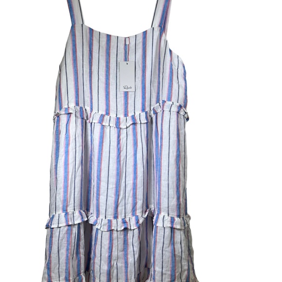 $198 Rails Sandy Tiered Dress in Tahiti Stripe size XL NWT Linen Rayon Cotton - Picture 10 of 16